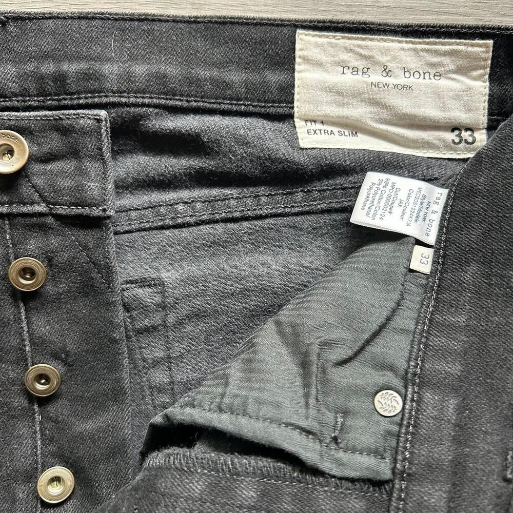 designer rag & bone Fit 1 Slim Distressed Black Jeans- Sz, 33